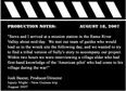 Production Notes 8-18-07
