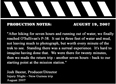 Production Notes 8-19-07