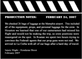 Production Notes 2-24-07